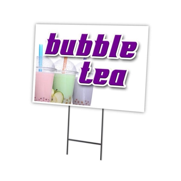 Bubble Tea Yard Sign & Stake outdoor plastic coroplast window, C-1216-DS-Bubble Tea